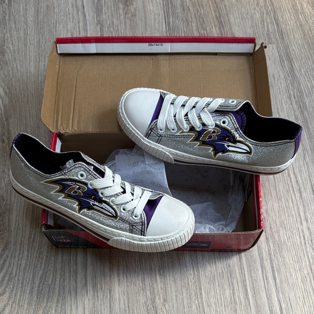 NFL Silver and Purple Men's Sneakers